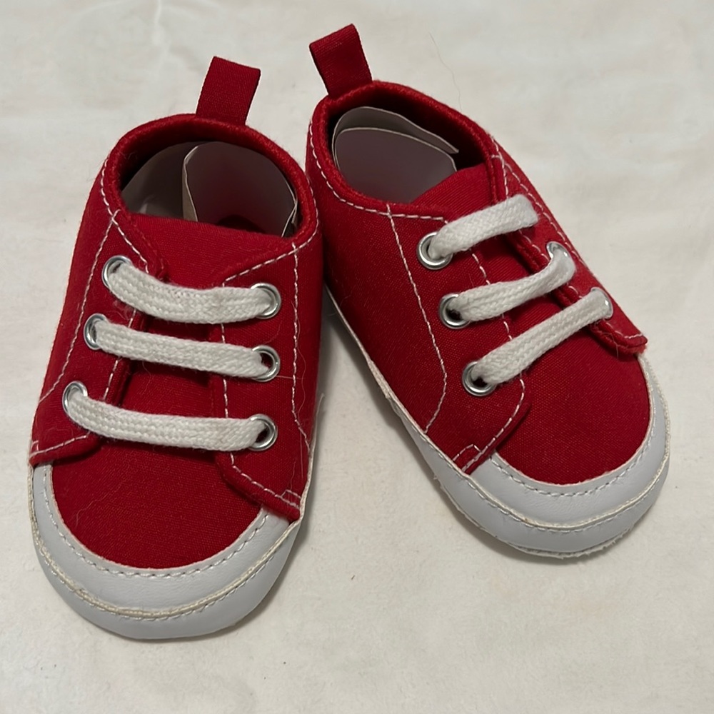 Red infant sneakers size 6-12 months